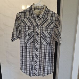 Helix Men's Checkered Button-Down Shirt - Black and White Size S